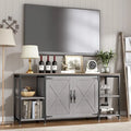Farmhouse TV Stand with Doors & Open Shelves – Fits Up to 65"